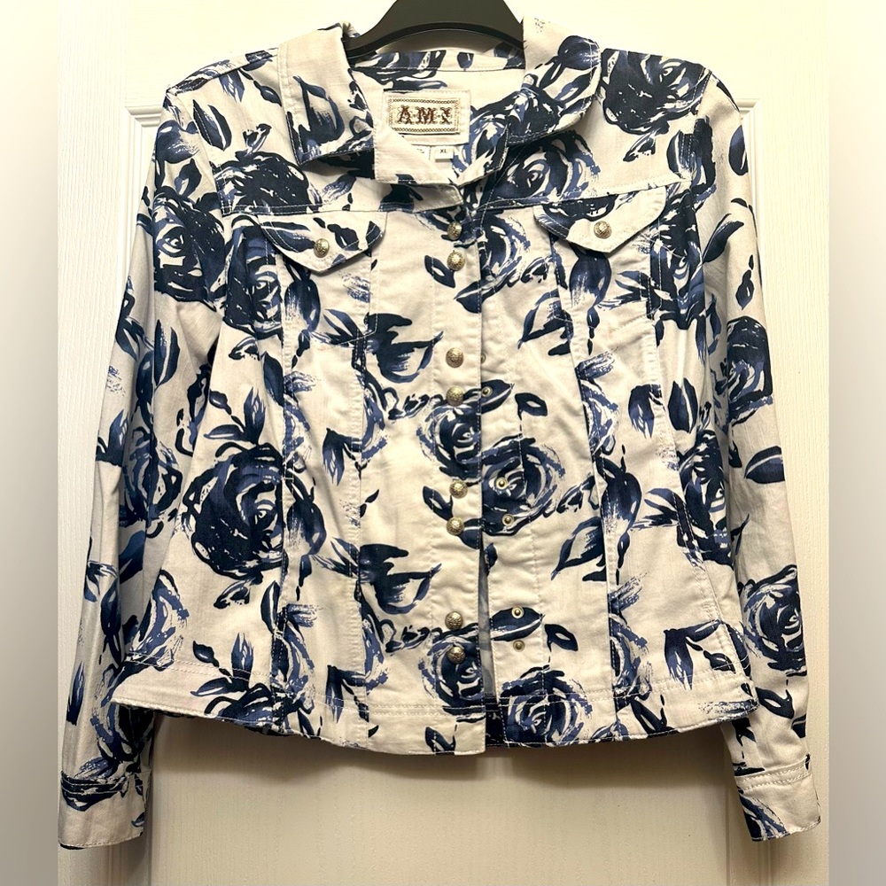 White/Blue Denim look Jacket